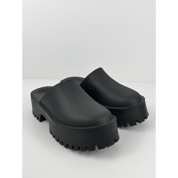 Jeffrey Campbell Bae Platform Mules Size 8 Black Slip On Chunky Clog - Picture 11 of 13
